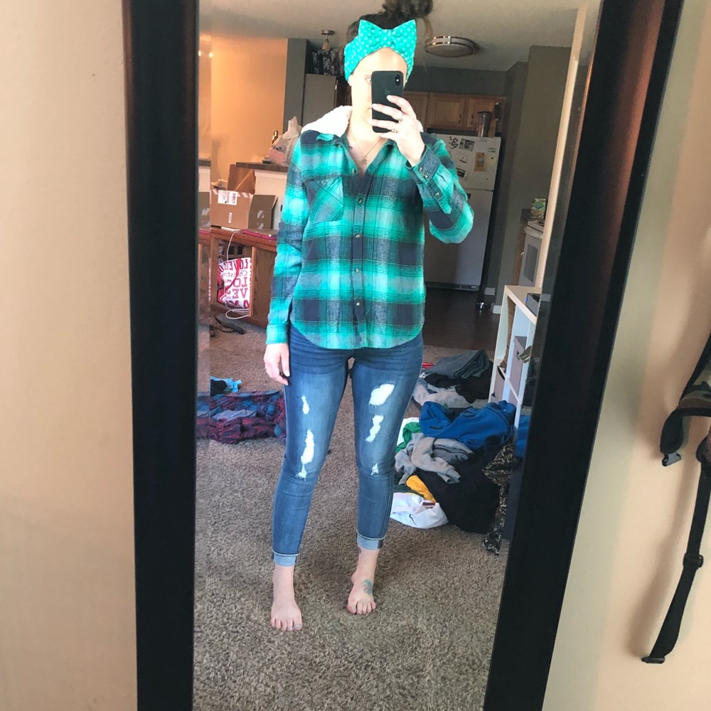 Flannel Hooded Button Down